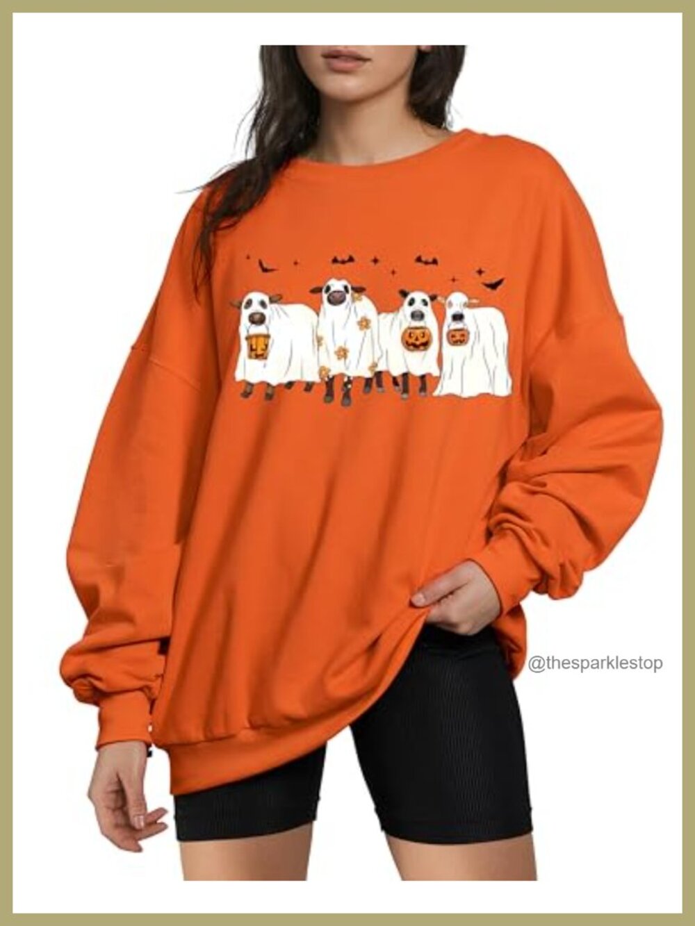 Halloween Cow Ghost Sweatshirt Womens Funny Fall Crewneck Pullover